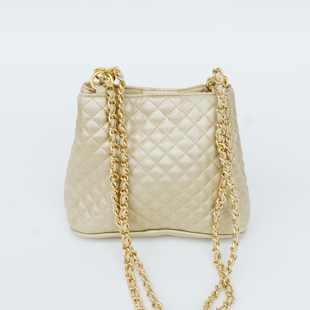 Muted Gold Quilted Shoulder Bag Gem